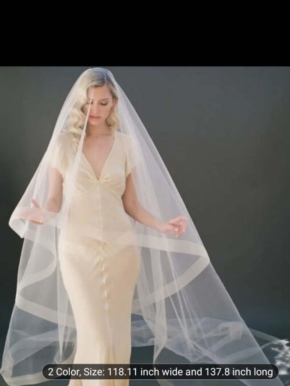 Long Sheer Bridal Veil in Ivory